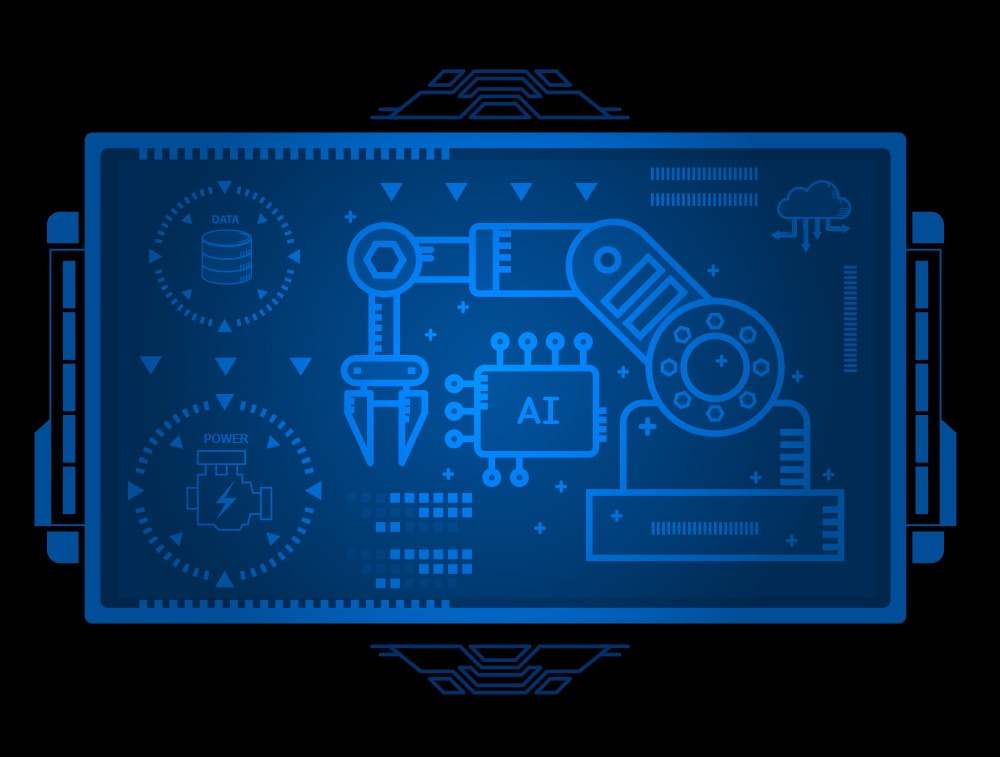 ai factory illustration on black